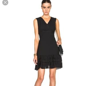 NWT DVF black dress gauzy bottom lace edging